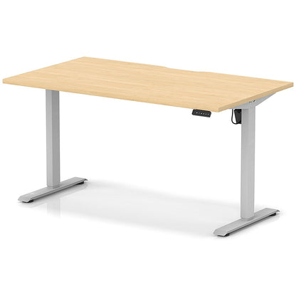 Air 1400mm Scalloped Edge Height Adjustable Desk, Silver Leg, Maple
