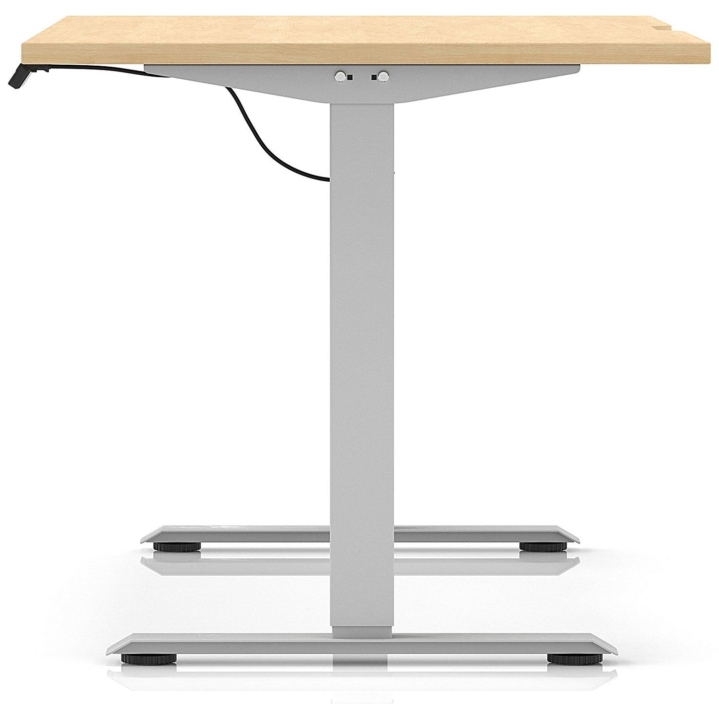 Air 1400mm Scalloped Edge Height Adjustable Desk, Silver Leg, Maple