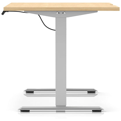 Air 1400mm Scalloped Edge Height Adjustable Desk, Silver Leg, Maple