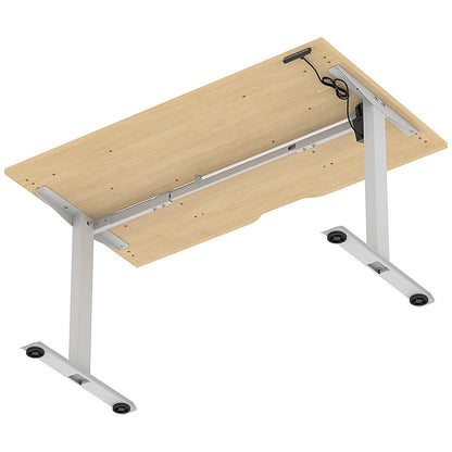Air 1400mm Scalloped Edge Height Adjustable Desk, Silver Leg, Maple