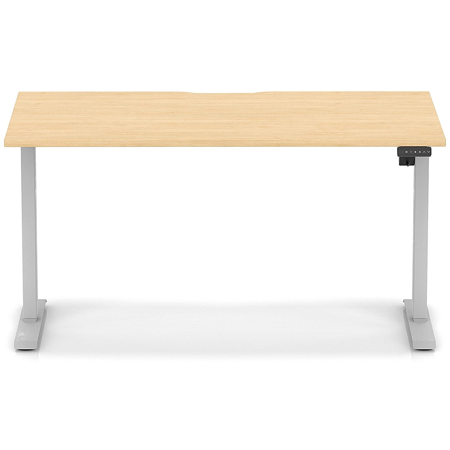Air 1400mm Scalloped Edge Height Adjustable Desk, Silver Leg, Maple