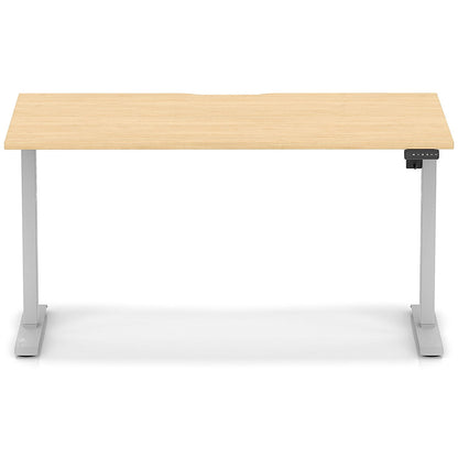 Air 1400mm Scalloped Edge Height Adjustable Desk, Silver Leg, Maple