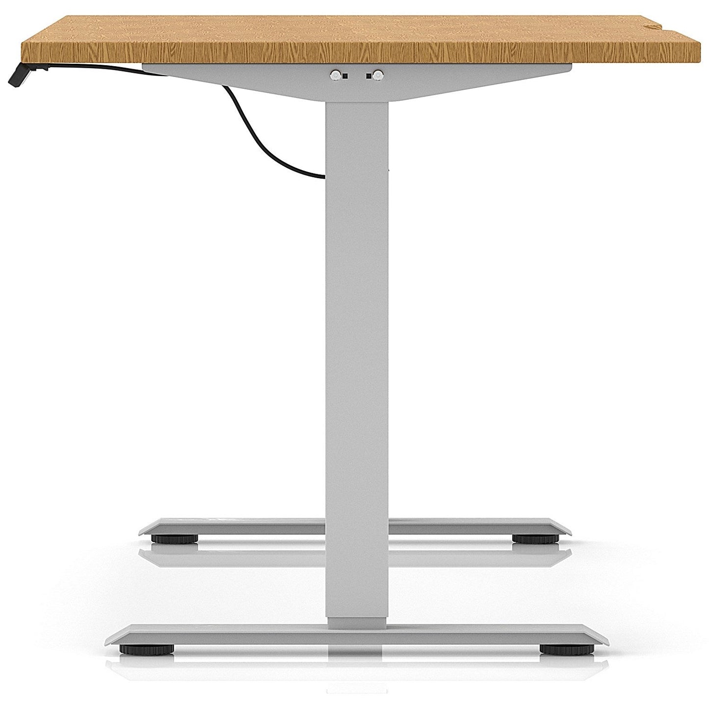 Air 1400mm Scalloped Edge Height Adjustable Desk, Silver Leg, Oak