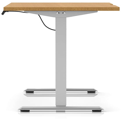 Air 1400mm Scalloped Edge Height Adjustable Desk, Silver Leg, Oak