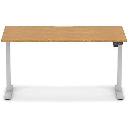 Air 1400mm Scalloped Edge Height Adjustable Desk, Silver Leg, Oak