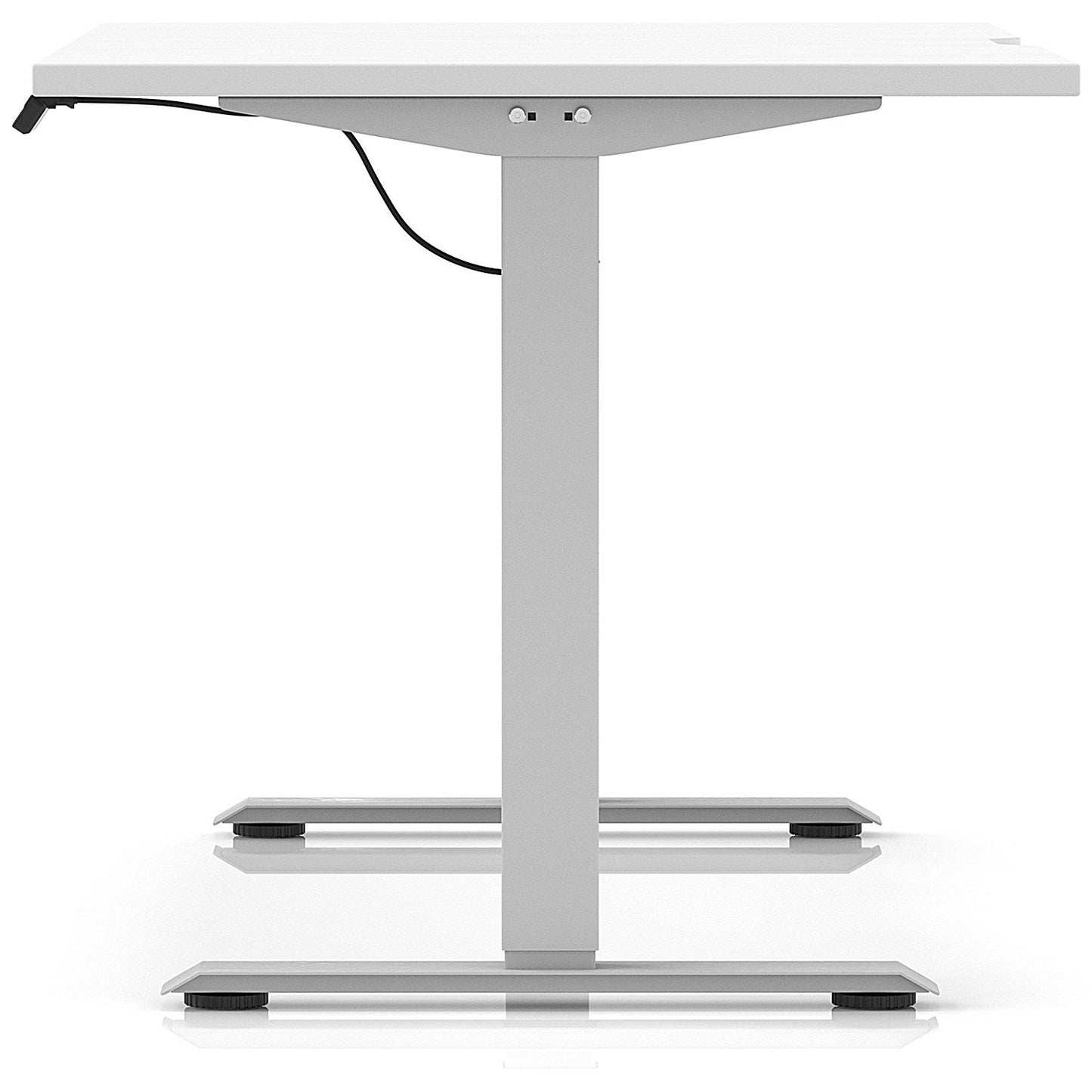 Air 1400mm Scalloped Edge Height Adjustable Desk, Silver Leg, White