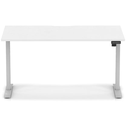 Air 1400mm Scalloped Edge Height Adjustable Desk, Silver Leg, White