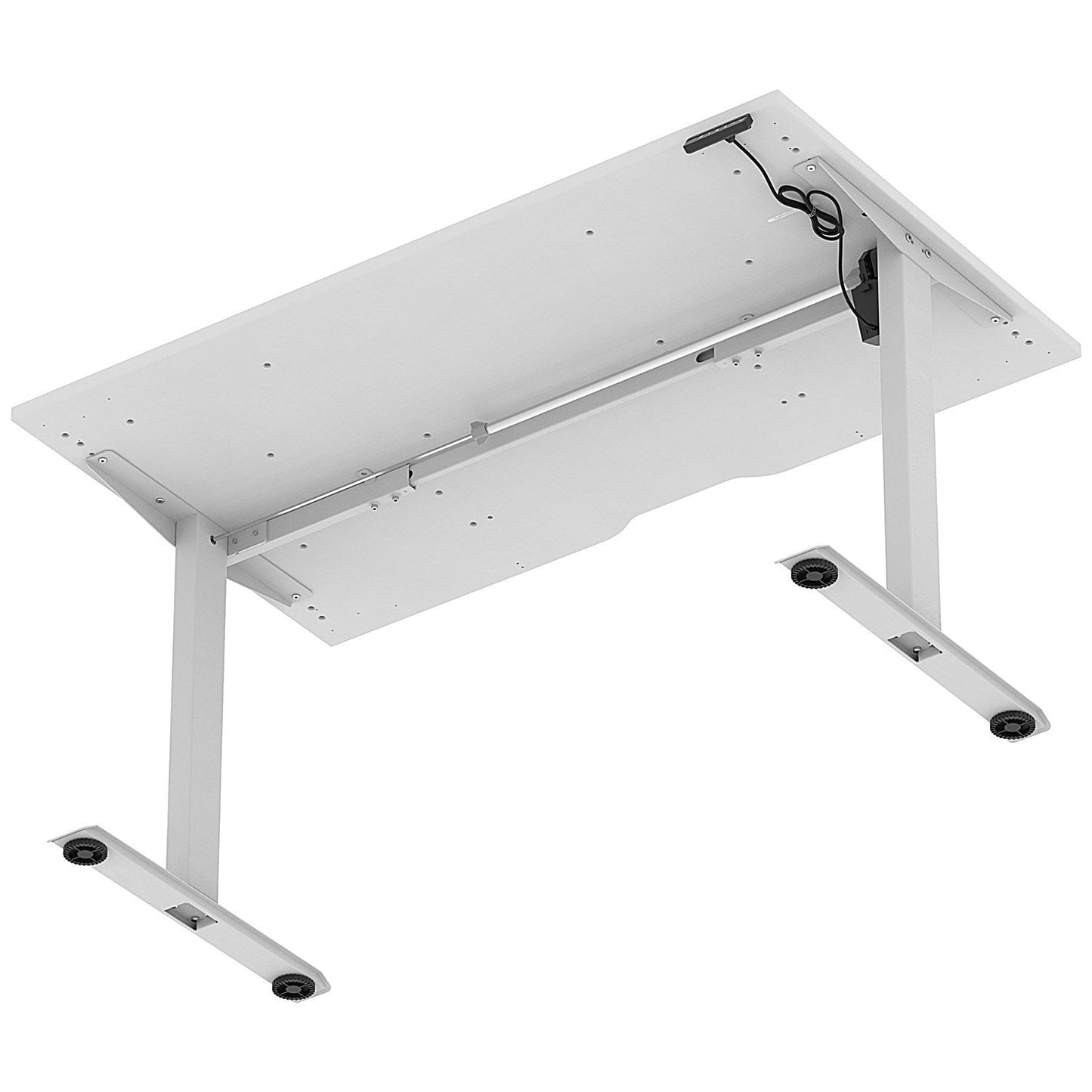 Air 1400mm Scalloped Edge Height Adjustable Desk, Silver Leg, White