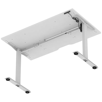 Air 1400mm Scalloped Edge Height Adjustable Desk, Silver Leg, White