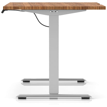Air 1400mm Scalloped Edge Height Adjustable Desk, Silver Leg, Walnut