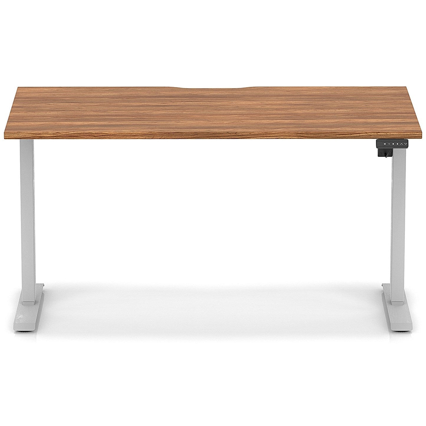 Air 1400mm Scalloped Edge Height Adjustable Desk, Silver Leg, Walnut