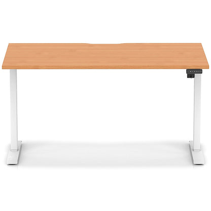 Air 1400mm Scalloped Edge Height Adjustable Desk, White Leg, Beech