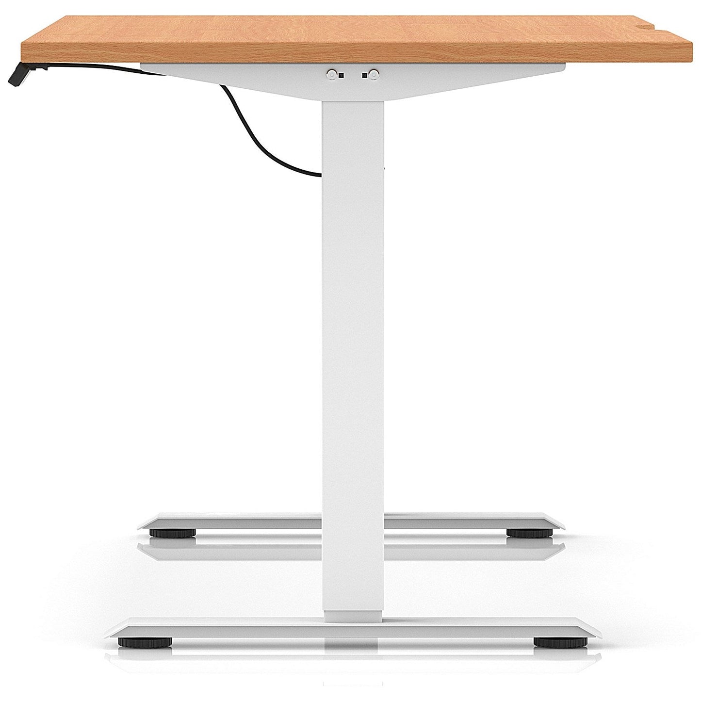 Air 1400mm Scalloped Edge Height Adjustable Desk, White Leg, Beech