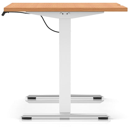 Air 1400mm Scalloped Edge Height Adjustable Desk, White Leg, Beech