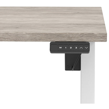 Air 1400mm Scalloped Edge Height Adjustable Desk, White Leg, Grey Oak