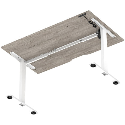 Air 1400mm Scalloped Edge Height Adjustable Desk, White Leg, Grey Oak Easy2Order : HA04030
