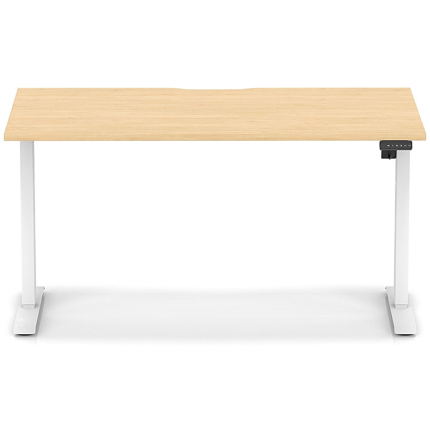 Air 1400mm Scalloped Edge Height Adjustable Desk, White Leg, Maple