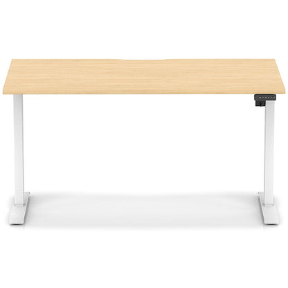 Air 1400mm Scalloped Edge Height Adjustable Desk, White Leg, Maple