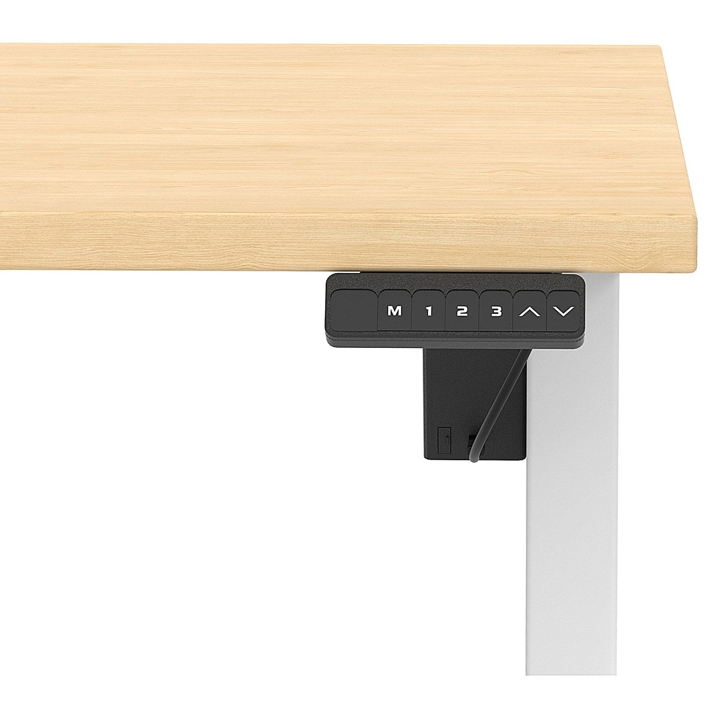 Air 1400mm Scalloped Edge Height Adjustable Desk, White Leg, Maple