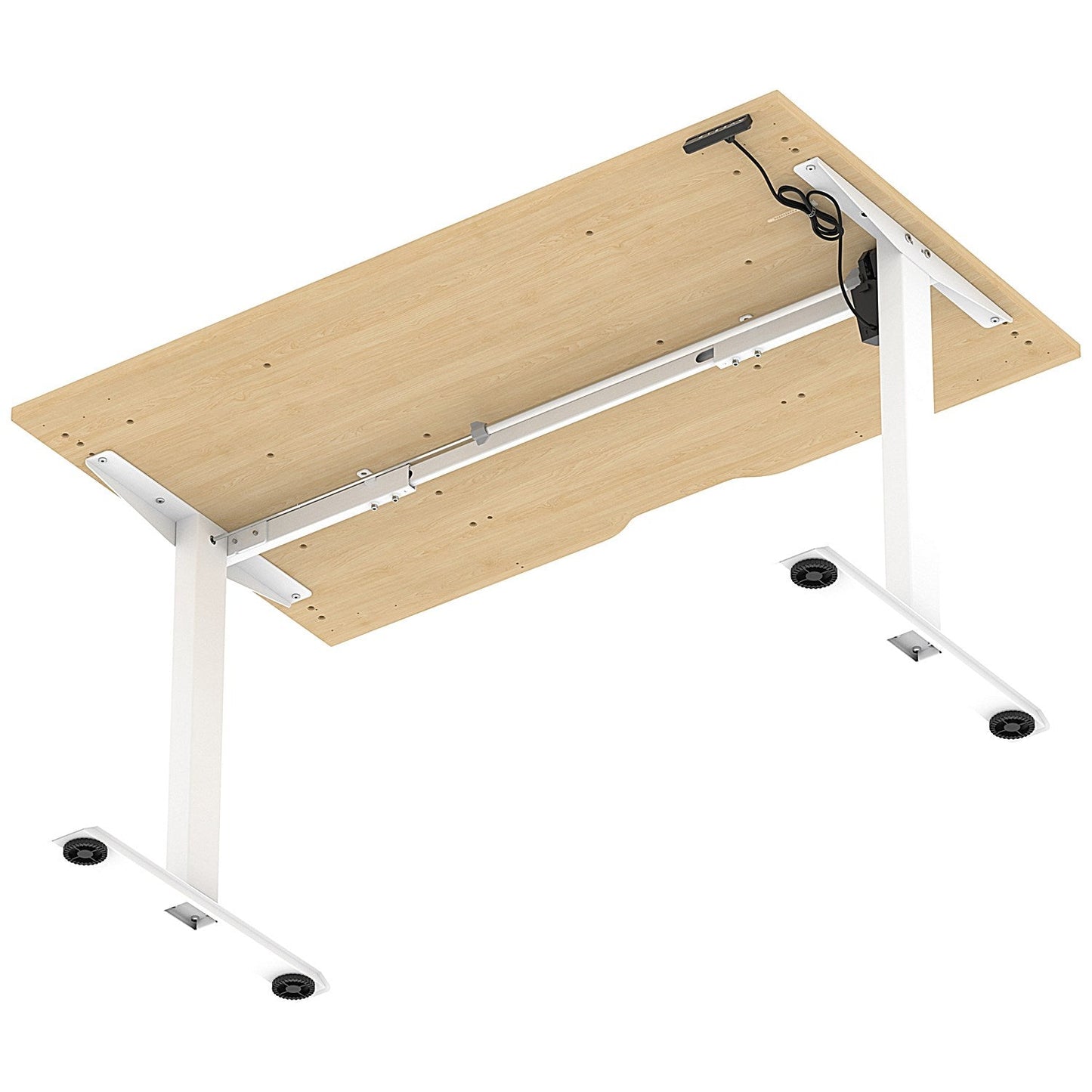 Air 1400mm Scalloped Edge Height Adjustable Desk, White Leg, Maple Easy2Order : HA04031