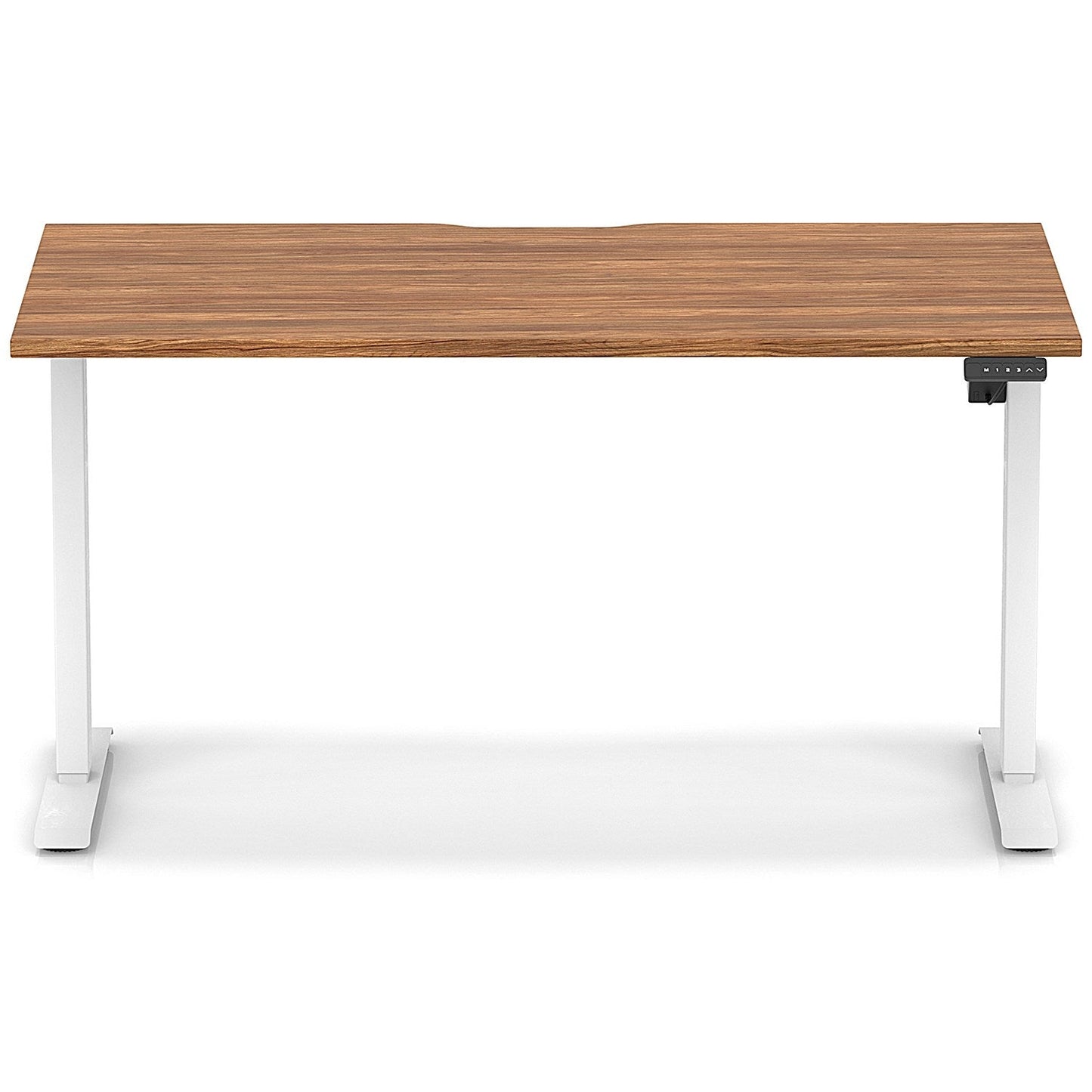 Air 1400mm Scalloped Edge Height Adjustable Desk, White Leg, Walnut