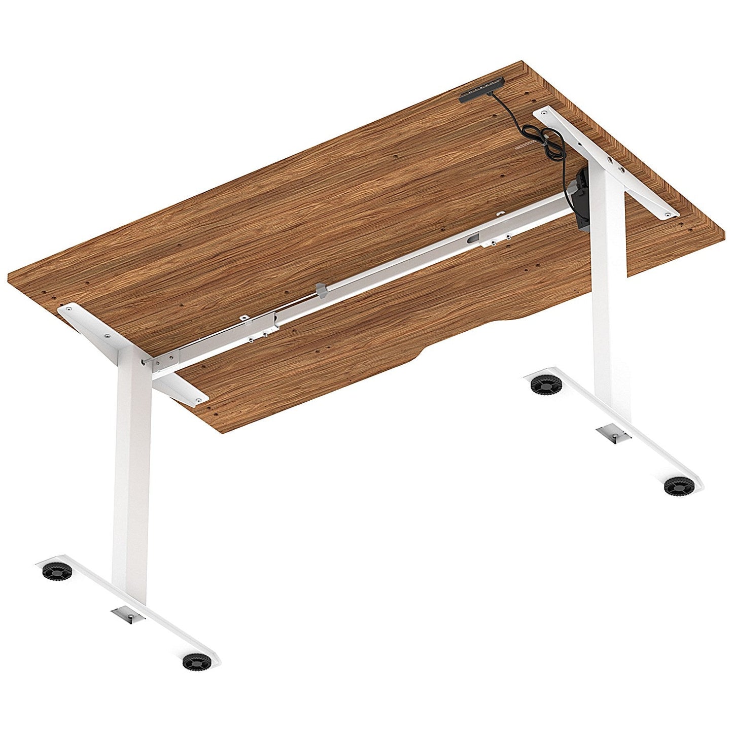 Air 1400mm Scalloped Edge Height Adjustable Desk, White Leg, Walnut