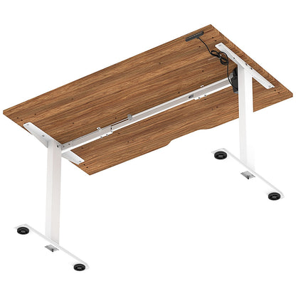 Air 1400mm Scalloped Edge Height Adjustable Desk, White Leg, Walnut