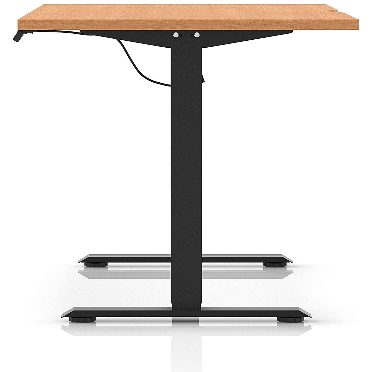 Air 1600mm Scalloped Edge Height Adjustable Desk, Black Leg, Beech