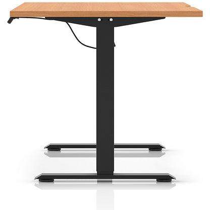 Air 1600mm Scalloped Edge Height Adjustable Desk, Black Leg, Beech