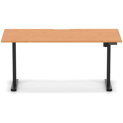 Air 1600mm Scalloped Edge Height Adjustable Desk, Black Leg, Beech