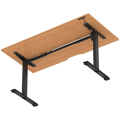 Air 1600mm Scalloped Edge Height Adjustable Desk, Black Leg, Beech