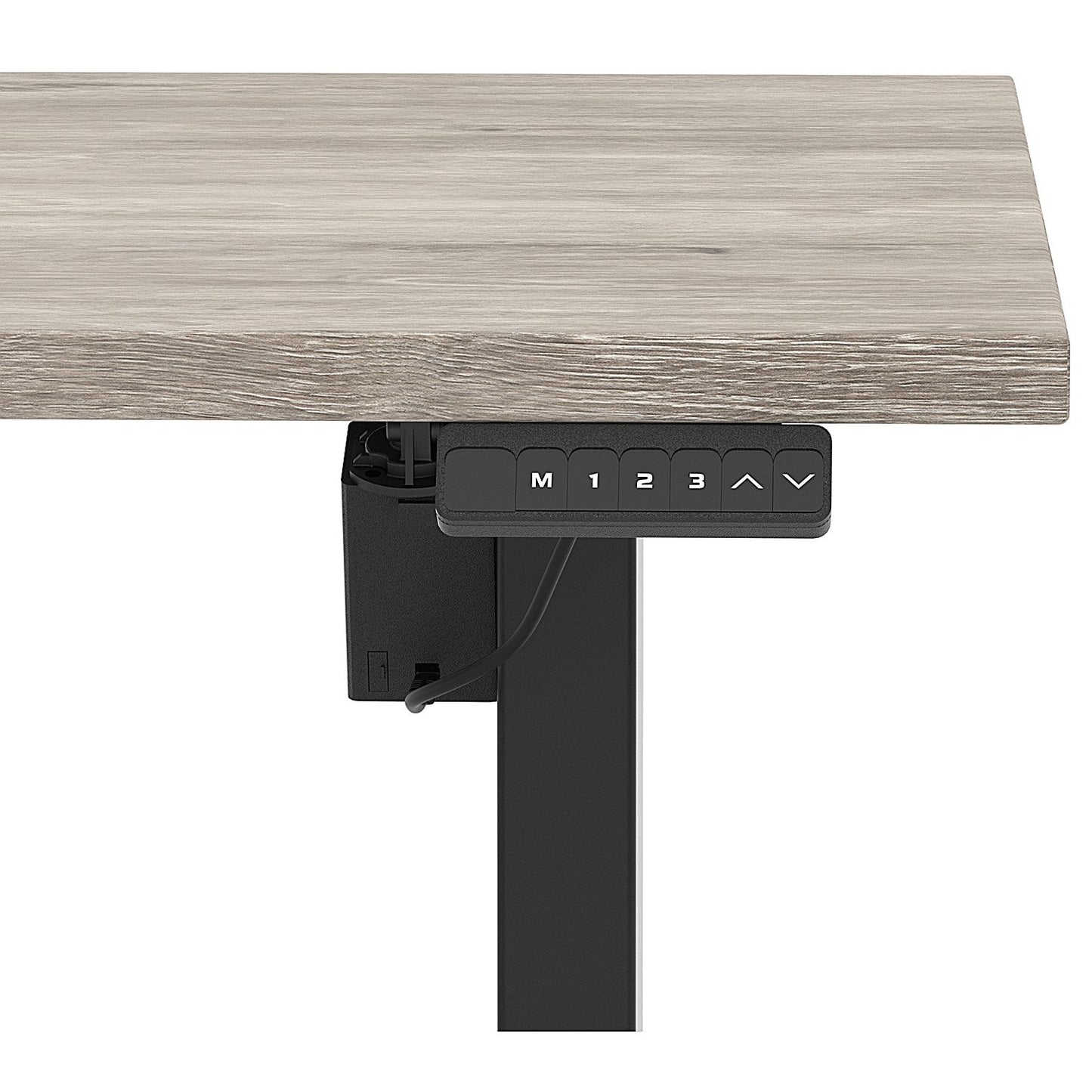 Air 1600mm Scalloped Edge Height Adjustable Desk, Black Leg, Grey Oak Easy2Order : HA04036