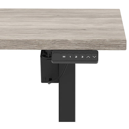 Air 1600mm Scalloped Edge Height Adjustable Desk, Black Leg, Grey Oak Easy2Order : HA04036