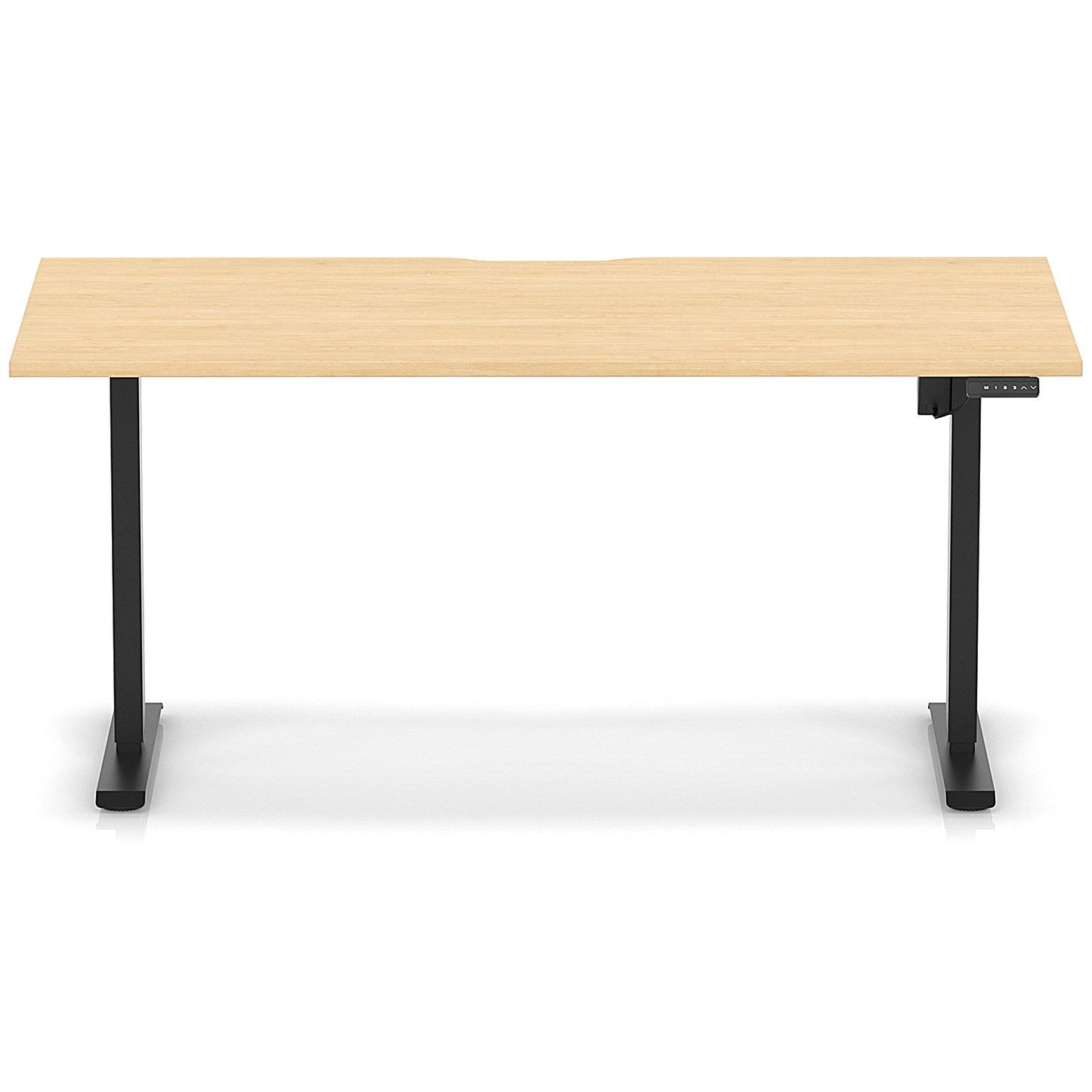 Air 1600mm Scalloped Edge Height Adjustable Desk, Black Leg, Maple
