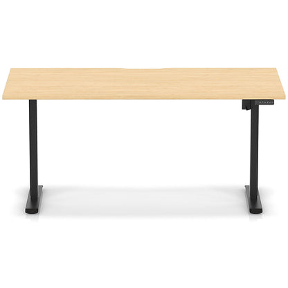Air 1600mm Scalloped Edge Height Adjustable Desk, Black Leg, Maple
