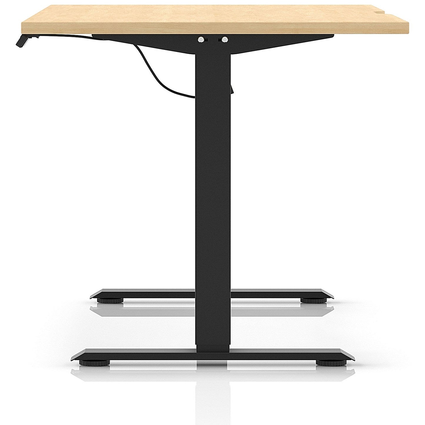 Air 1600mm Scalloped Edge Height Adjustable Desk, Black Leg, Maple