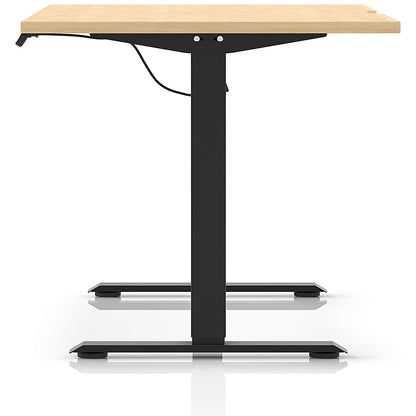 Air 1600mm Scalloped Edge Height Adjustable Desk, Black Leg, Maple