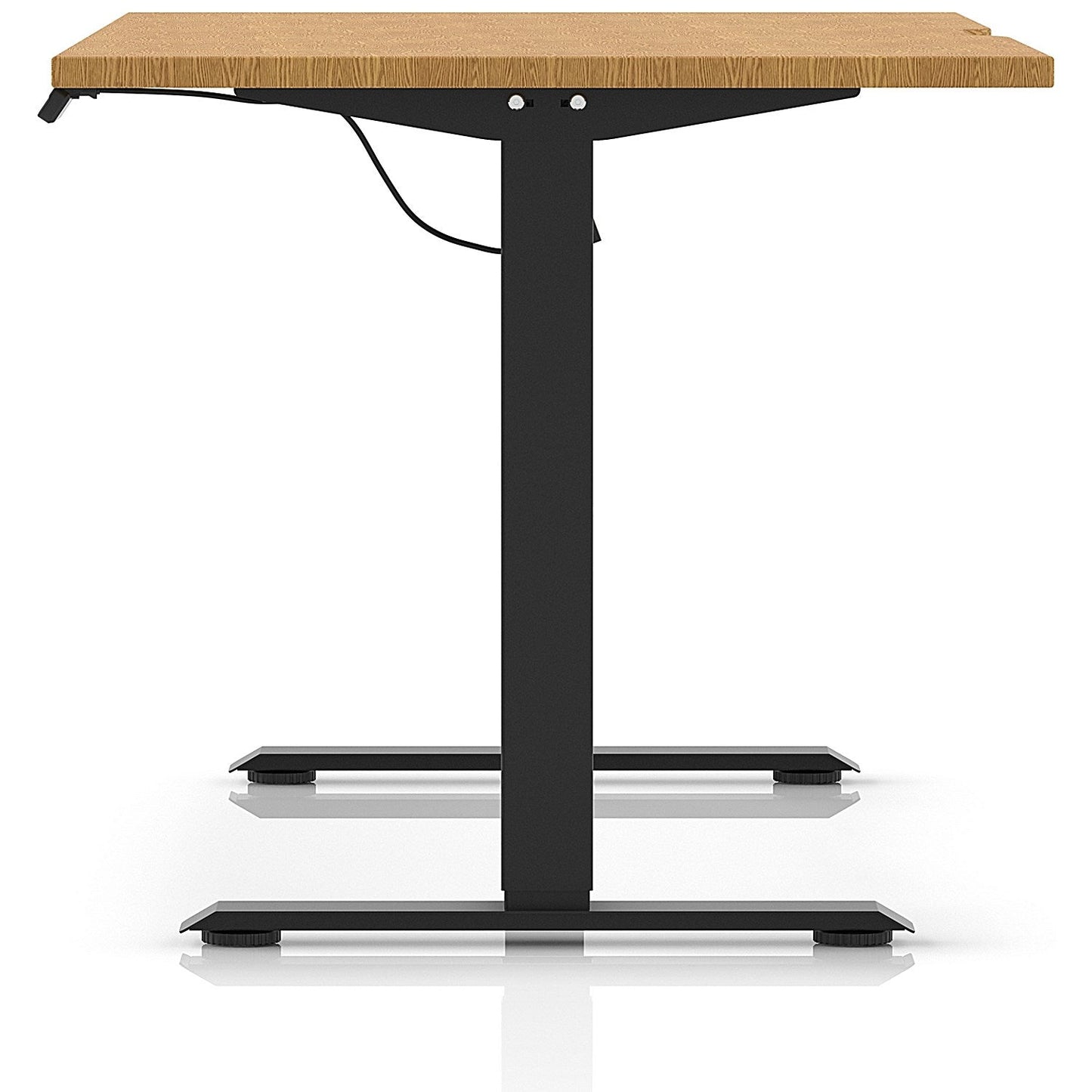Air 1600mm Scalloped Edge Height Adjustable Desk, Black Leg, Oak