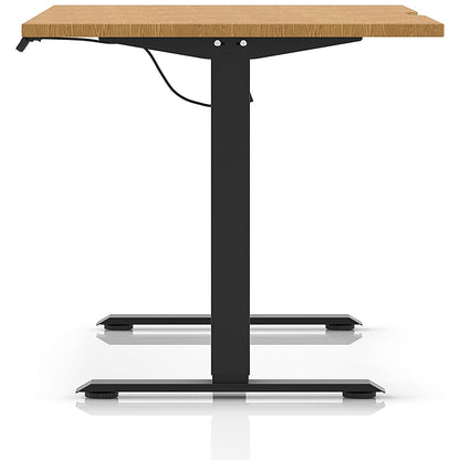 Air 1600mm Scalloped Edge Height Adjustable Desk, Black Leg, Oak
