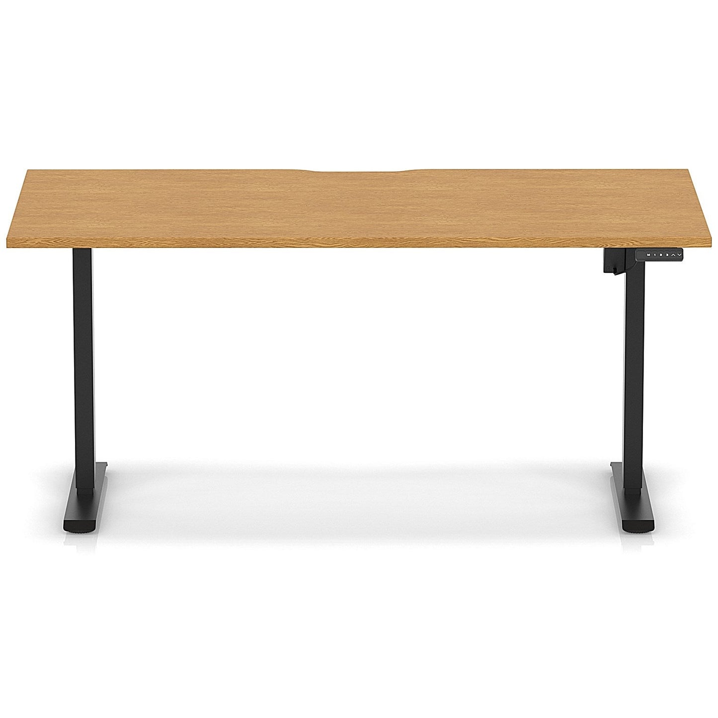 Air 1600mm Scalloped Edge Height Adjustable Desk, Black Leg, Oak