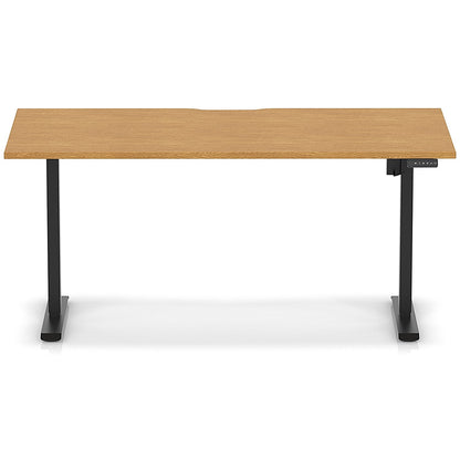 Air 1600mm Scalloped Edge Height Adjustable Desk, Black Leg, Oak