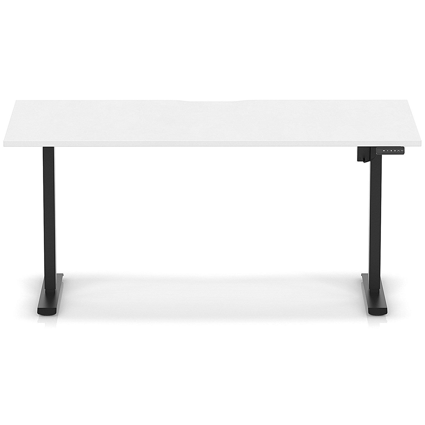 Air 1600mm Scalloped Edge Height Adjustable Desk, Black Leg, White
