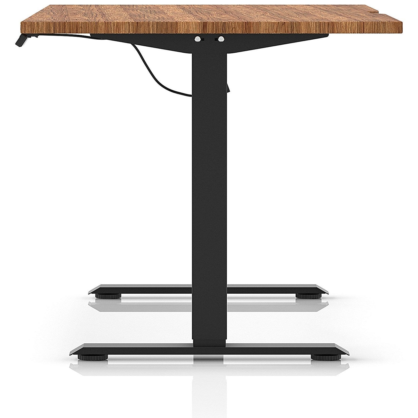 Air 1600mm Scalloped Edge Height Adjustable Desk, Black Leg, Walnut