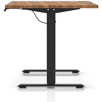 Air 1600mm Scalloped Edge Height Adjustable Desk, Black Leg, Walnut