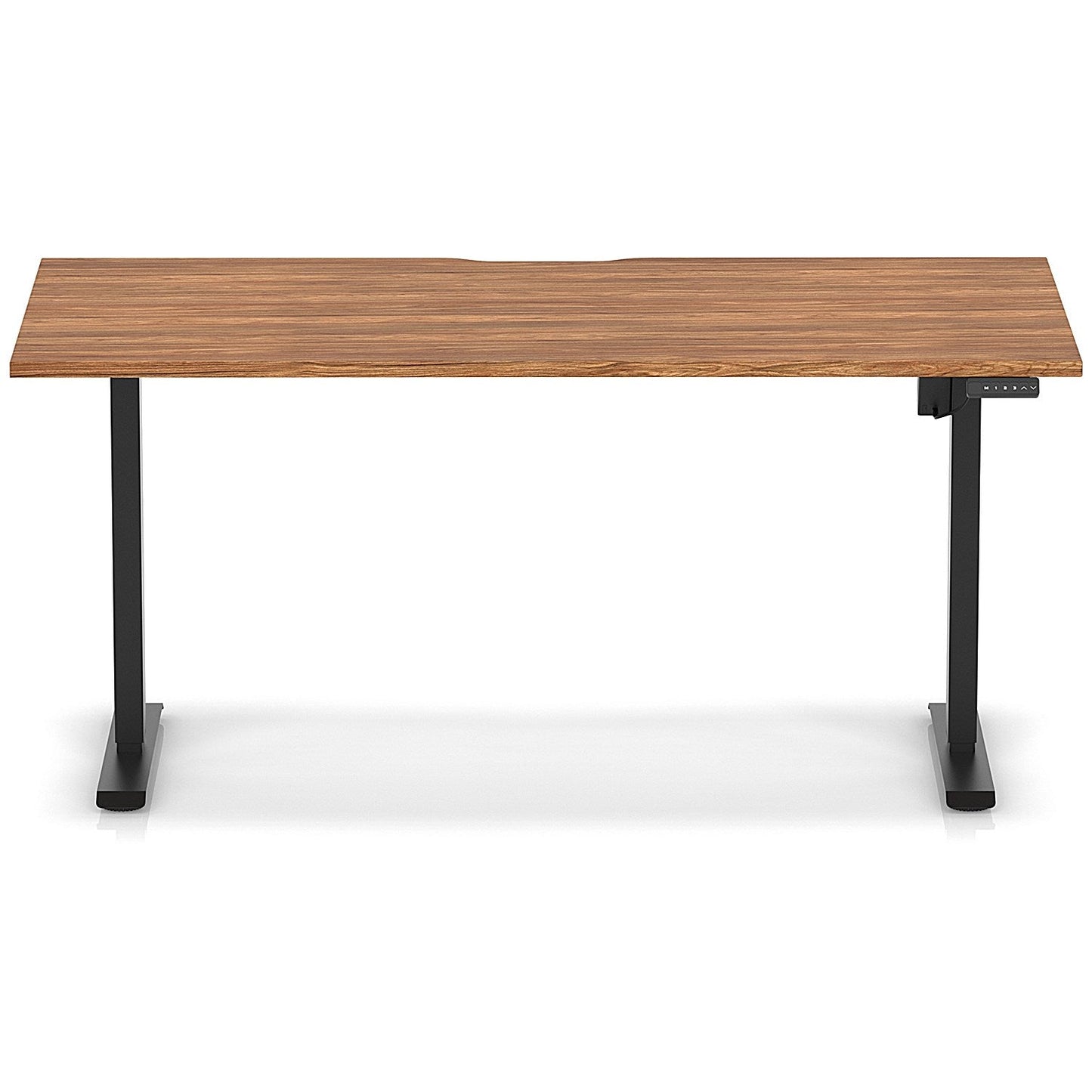 Air 1600mm Scalloped Edge Height Adjustable Desk, Black Leg, Walnut