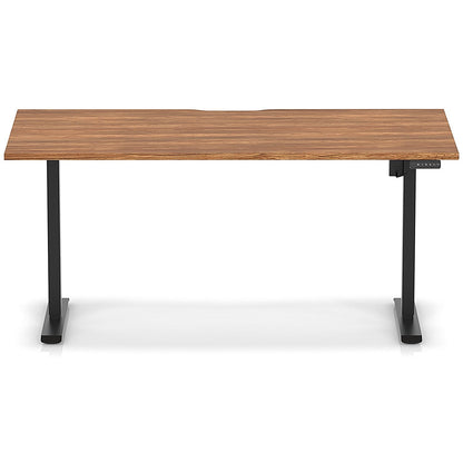 Air 1600mm Scalloped Edge Height Adjustable Desk, Black Leg, Walnut