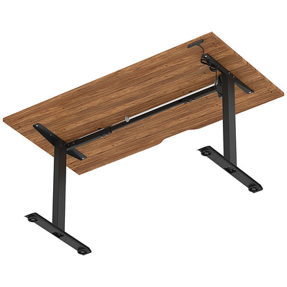 Air 1600mm Scalloped Edge Height Adjustable Desk, Black Leg, Walnut