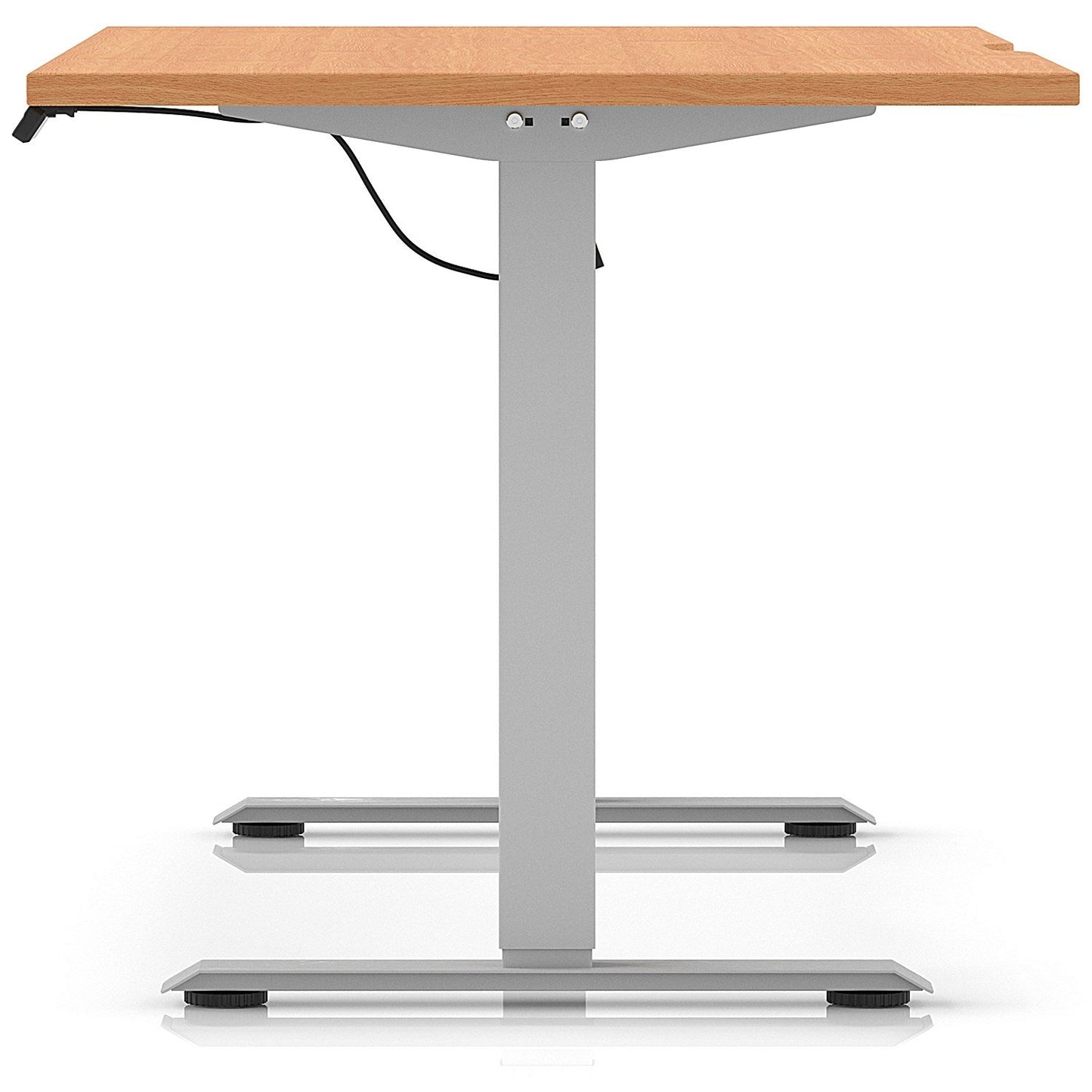 Air 1600mm Scalloped Edge Height Adjustable Desk, Silver Leg, Beech