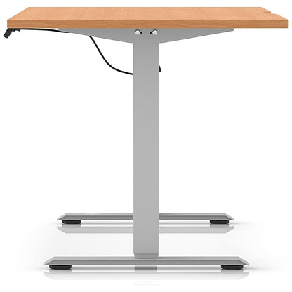 Air 1600mm Scalloped Edge Height Adjustable Desk, Silver Leg, Beech