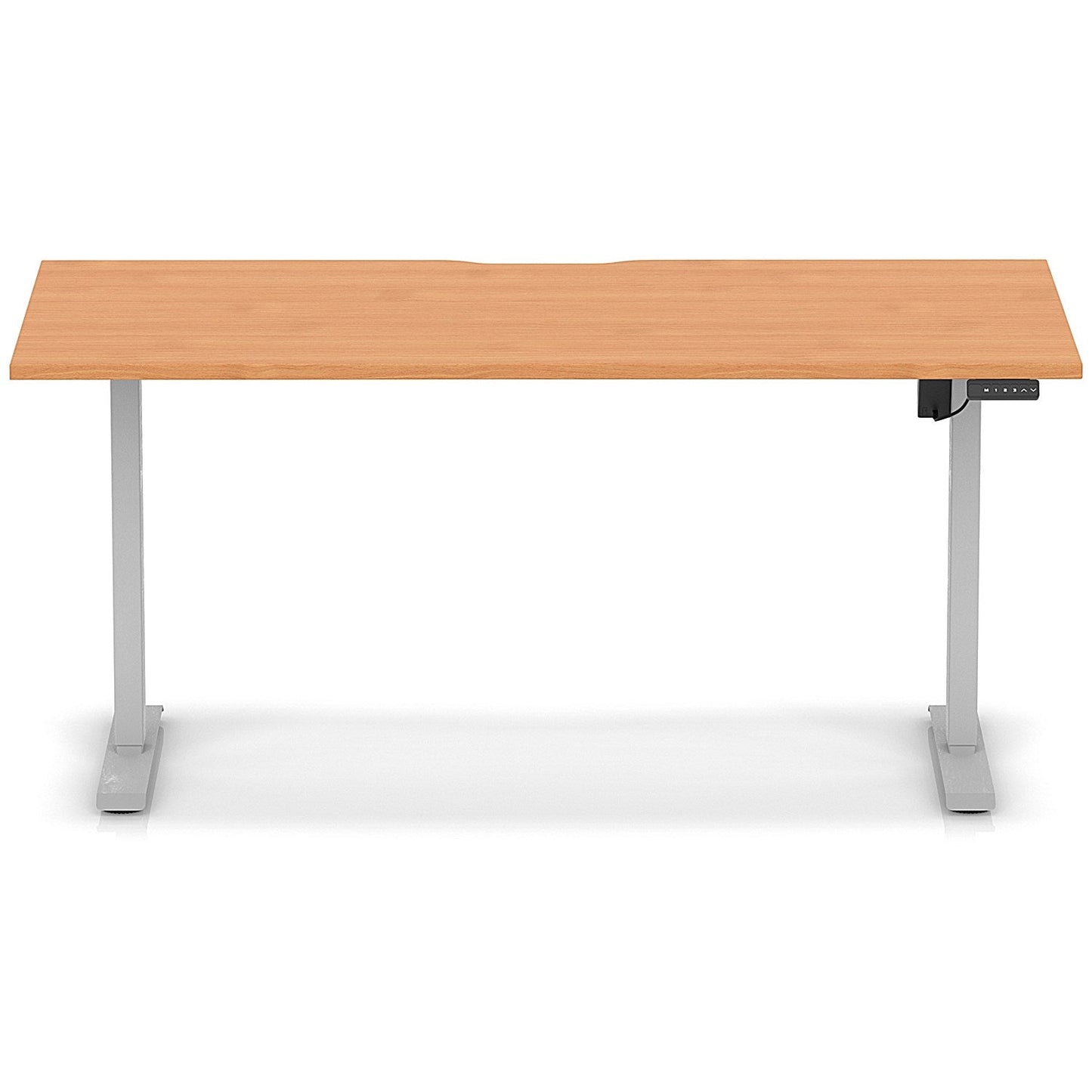 Air 1600mm Scalloped Edge Height Adjustable Desk, Silver Leg, Beech